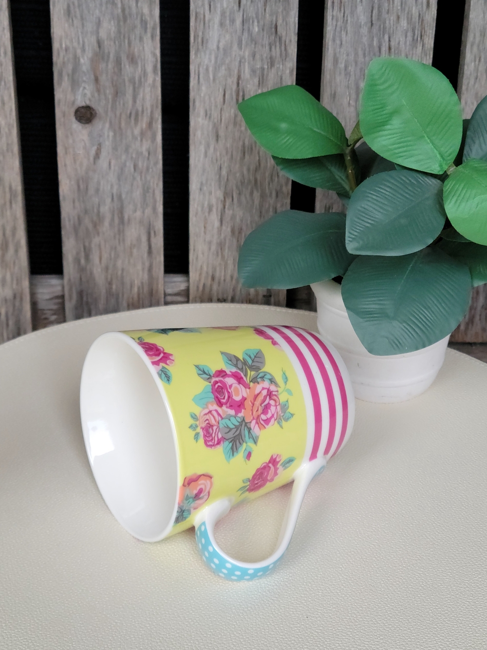 Matilda Jane Yellow Floral Mug with Pink Stripes - Picture 6 of 7